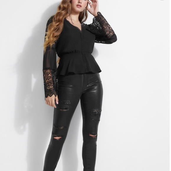 Guess Anjali Lace Trim Top - Picture 4 of 8